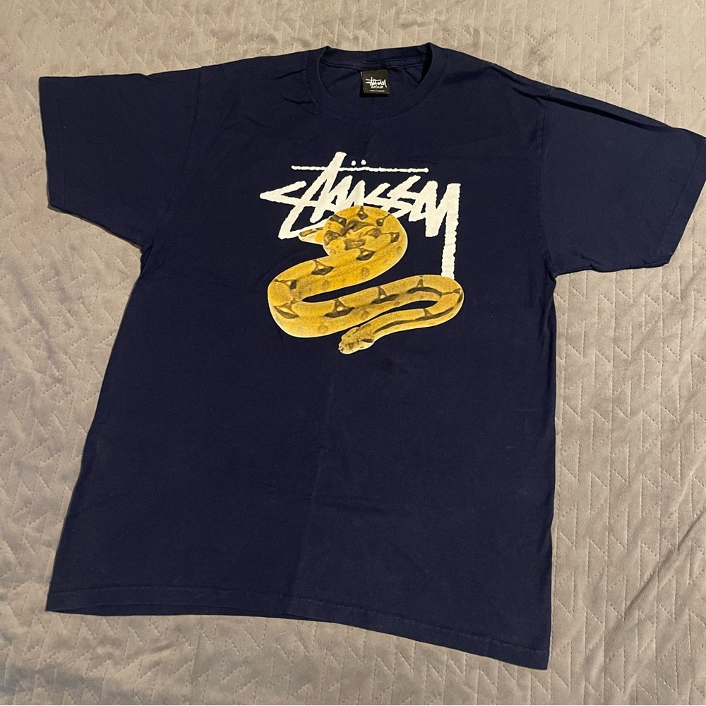 Stussy t shirt mens‎ medium pre-owned condition blue